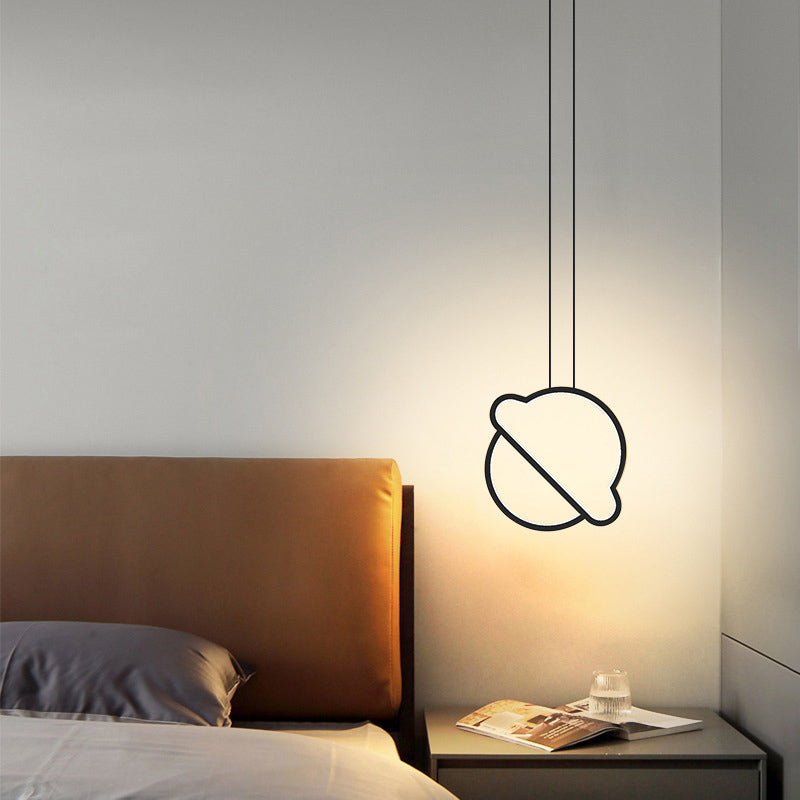 Geometrical Bedroom Pendant Light Fixture Metal LED Nordic Pendant Ceiling Light in Black