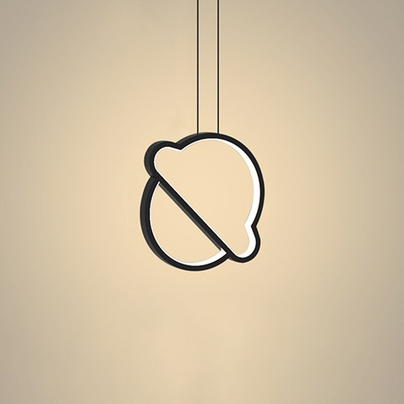 Geometrical Bedroom Pendant Light Fixture Metal LED Nordic Pendant Ceiling Light in Black