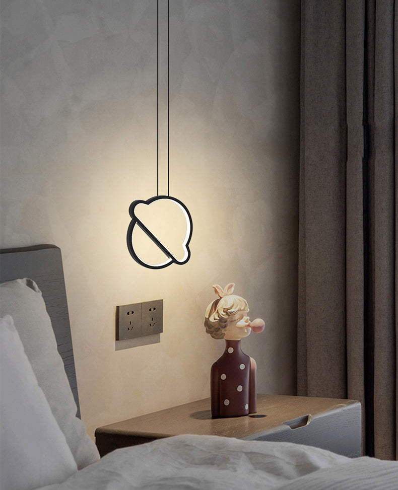 Geometrical Bedroom Pendant Light Fixture Metal LED Nordic Pendant Ceiling Light in Black