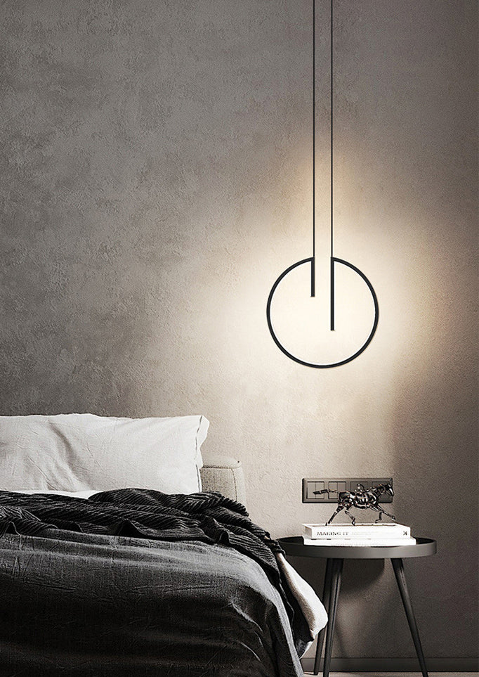 Geometrical Bedroom Pendant Light Fixture Metal LED Nordic Pendant Ceiling Light in Black