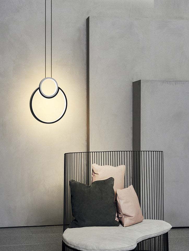 Geometrical Bedroom Pendant Light Fixture Metal LED Nordic Pendant Ceiling Light in Black