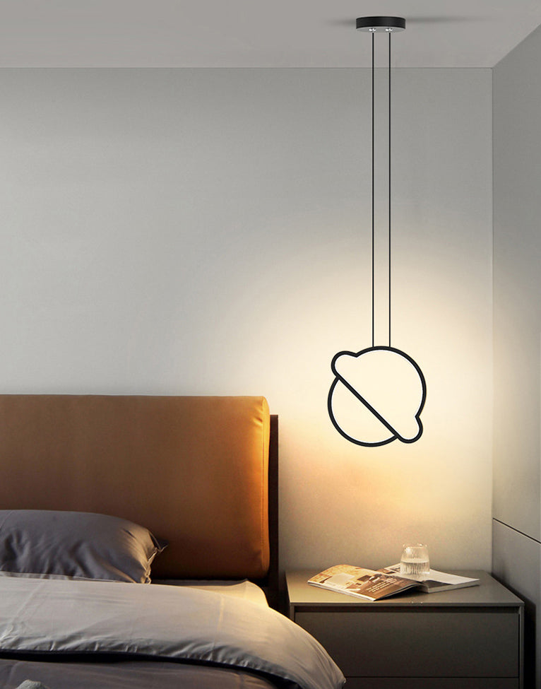 Geometrical Bedroom Pendant Light Fixture Metal LED Nordic Pendant Ceiling Light in Black