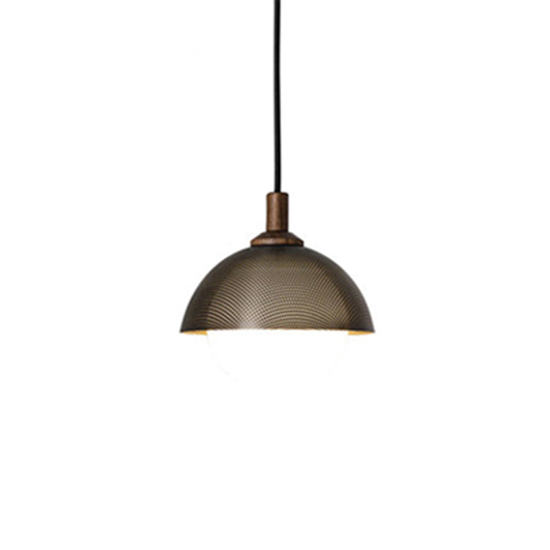 Globe Suspension Lamp Modern 1-Light Walnut Wood Hanging Light Fixture with Glass Shade