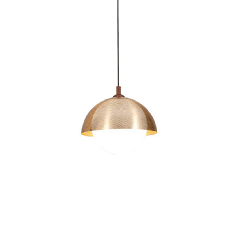 Globe Suspension Lamp Modern 1-Light Walnut Wood Hanging Light Fixture with Glass Shade