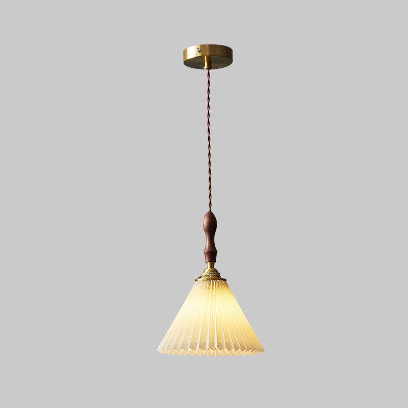 Cone Hanging Light Fixture Modern 1-Light Suspension Lamp with Fabric Shade for Restaurant