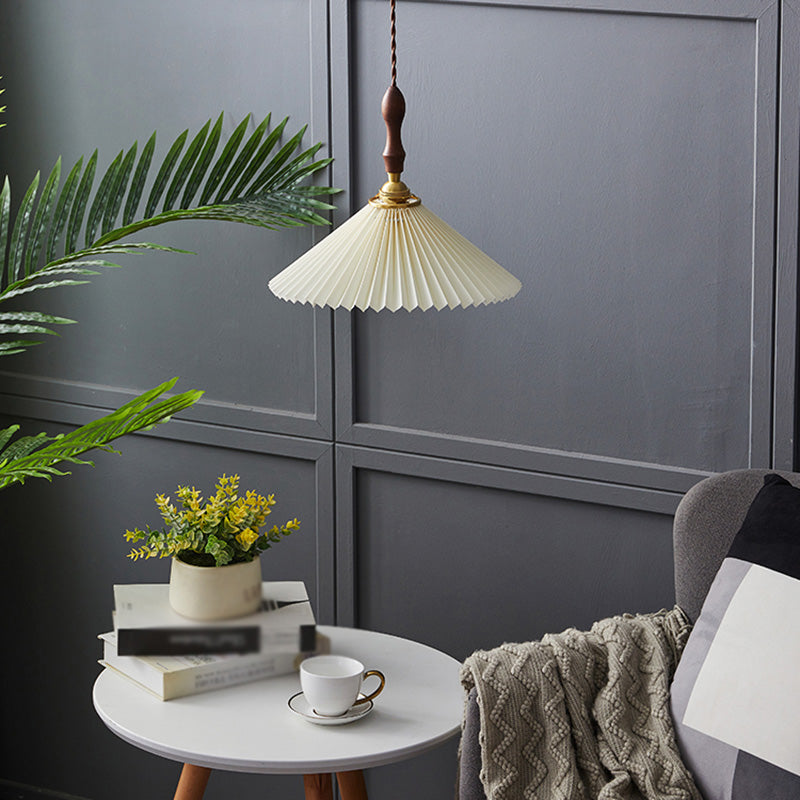 Cone Hanging Light Fixture Modern 1-Light Suspension Lamp with Fabric Shade for Restaurant