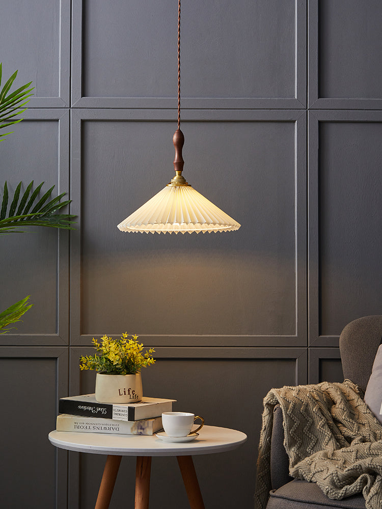 Cone Hanging Light Fixture Modern 1-Light Suspension Lamp with Fabric Shade for Restaurant