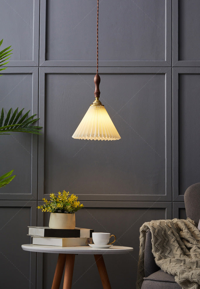 Cone Hanging Light Fixture Modern 1-Light Suspension Lamp with Fabric Shade for Restaurant