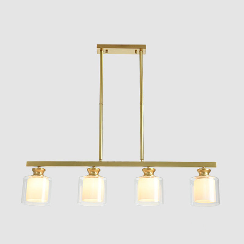 Glass Cylindrical Island Lighting Fixture Modern Gold Chandelier Lighting Fixture