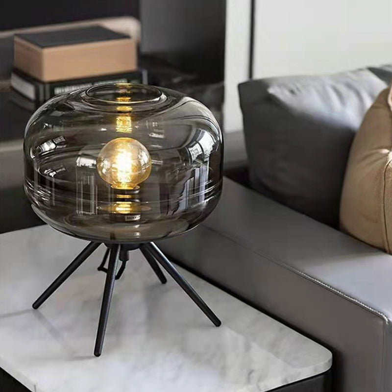 Camera da letto e lampada da notte, lampada da tavolo in stile moderno con paralume in vetro aperto