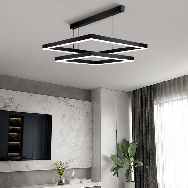 Metal Squared Chandelier Pendant Light Nordic LED Pendant Lighting Fixture in Black