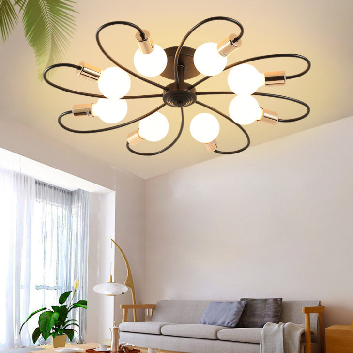 Spherical Opal Glass Flush Mount Ceiling Chandelier Modern Style Multi Lights Flush Mount Lamp