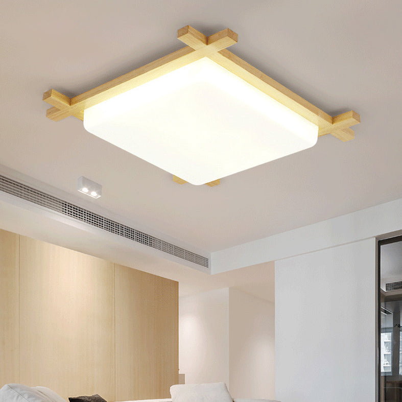 Square Flush Light Fixtures Simplicity Wood Ceiling Light Fixtures for Bedroom
