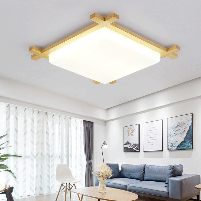 Square Flush Light Fixtures Simplicity Wood Ceiling Light Fixtures for Bedroom