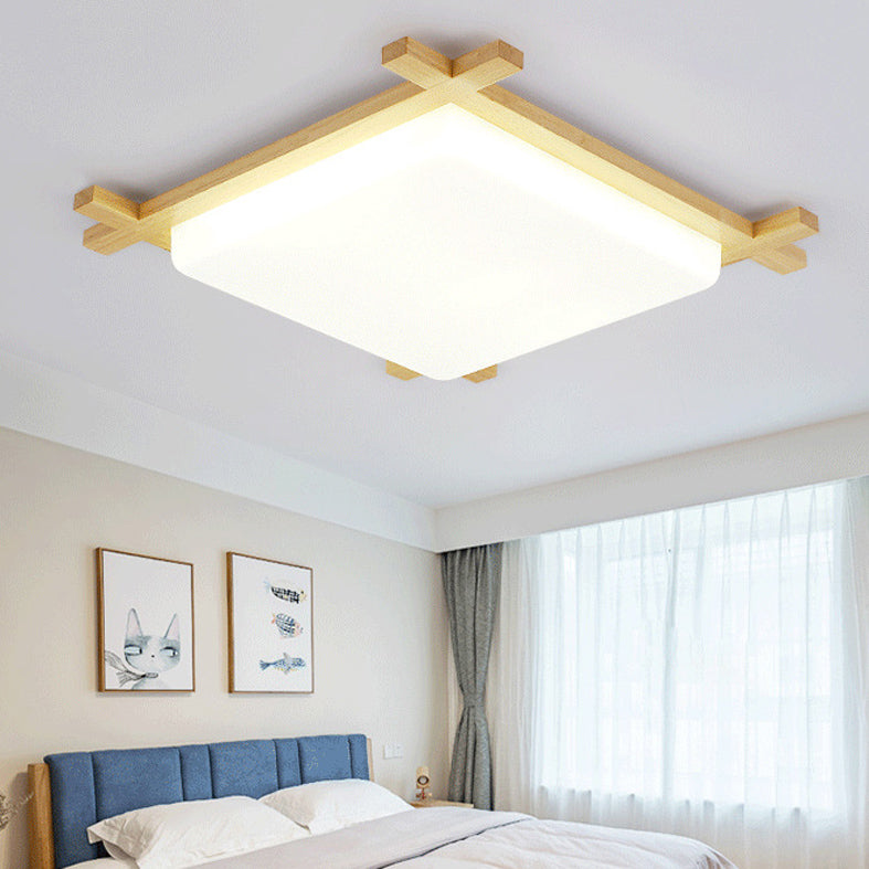 Square Flush Light Fixtures Simplicity Wood Ceiling Light Fixtures for Bedroom