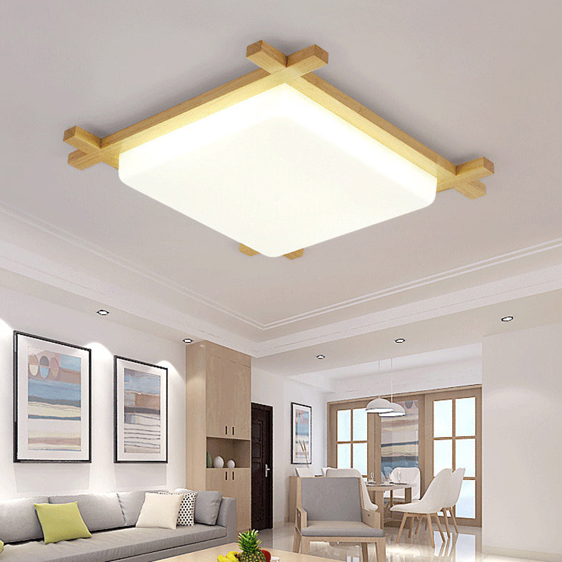 Square Flush Light Fixtures Simplicity Wood Ceiling Light Fixtures for Bedroom