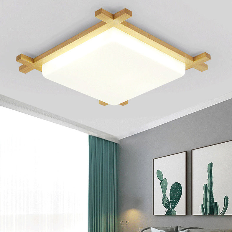 Square Flush Light Fixtures Simplicity Wood Ceiling Light Fixtures for Bedroom