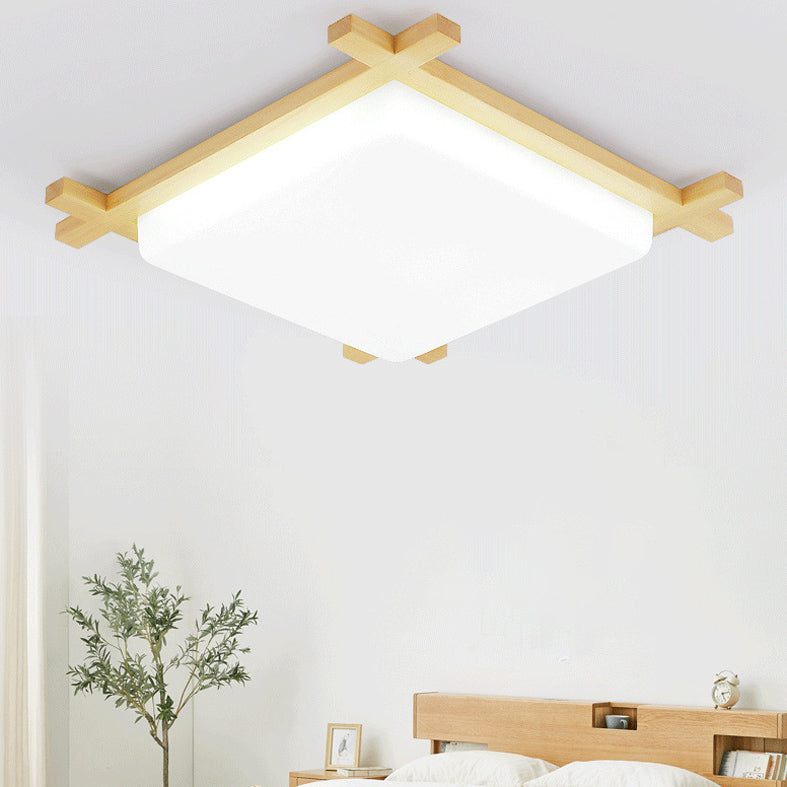 Square Flush Light Fixtures Simplicity Wood Ceiling Light Fixtures for Bedroom