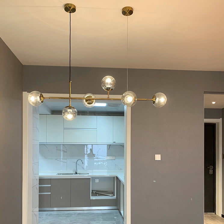 Glass Gold Island Light in Modern Creative Style Iron Globe Pendant Light pour salle à manger