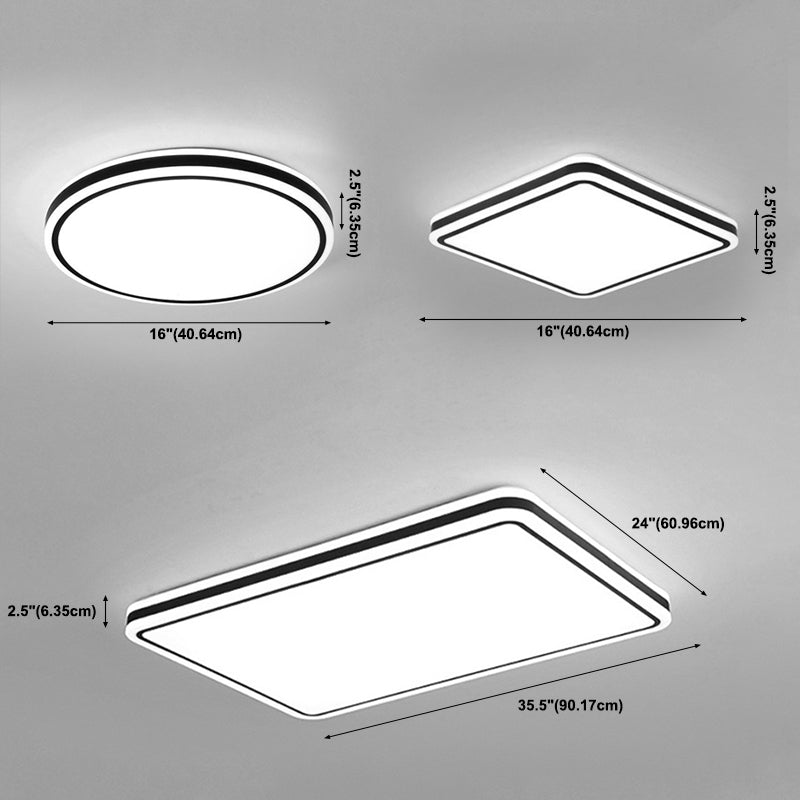 Black Geometrical Flush Ceiling Light Fixture Modern Style 1-Light Metal Flush Light