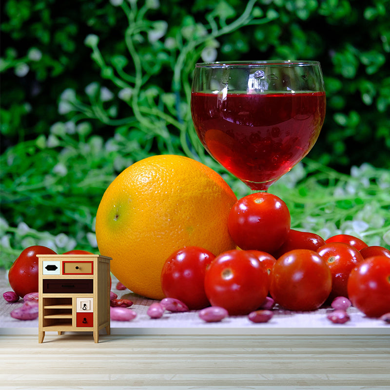 Simple Grape Wine Mural Customized Wine Shop Wall Decor Stain Resistant