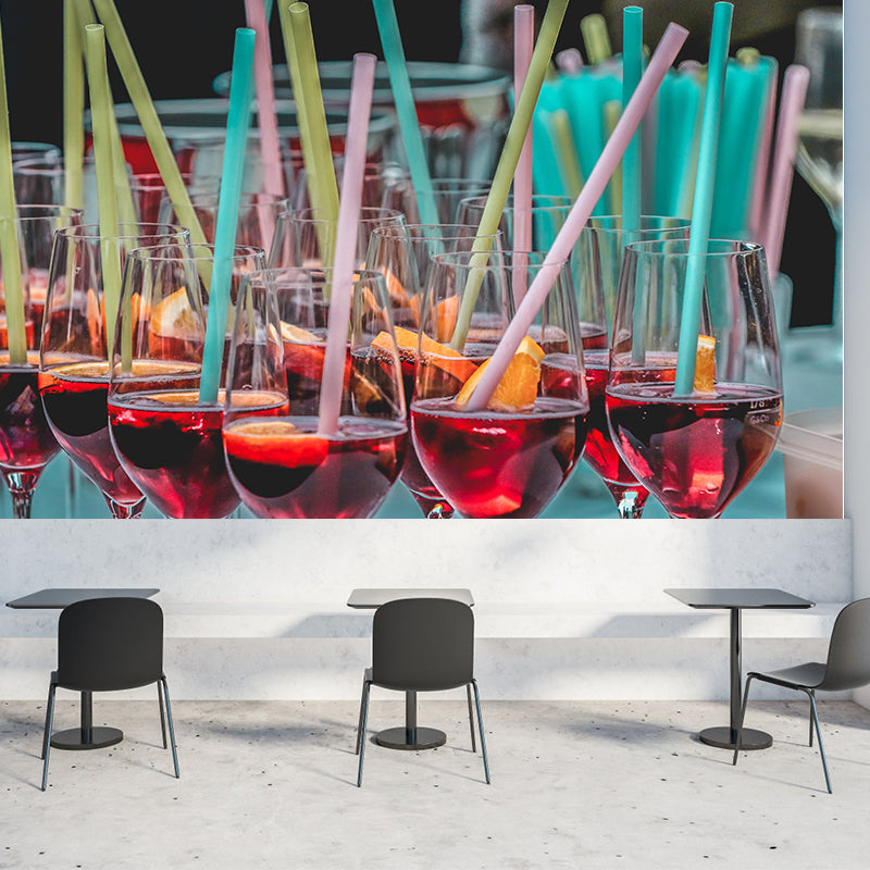 Simple Grape Wine Mural Customized Wine Shop Wall Decor Stain Resistant