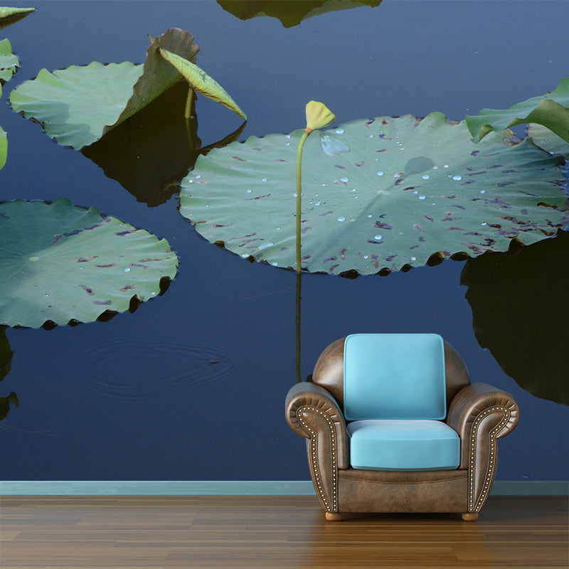 Lotus Leaf Wall Murals Contemporary Style Moisture Resistant Wall Covering