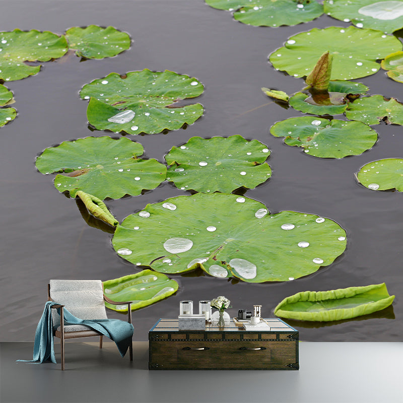 Lotus Leaf Wall Murals Contemporary Style Moisture Resistant Wall Covering
