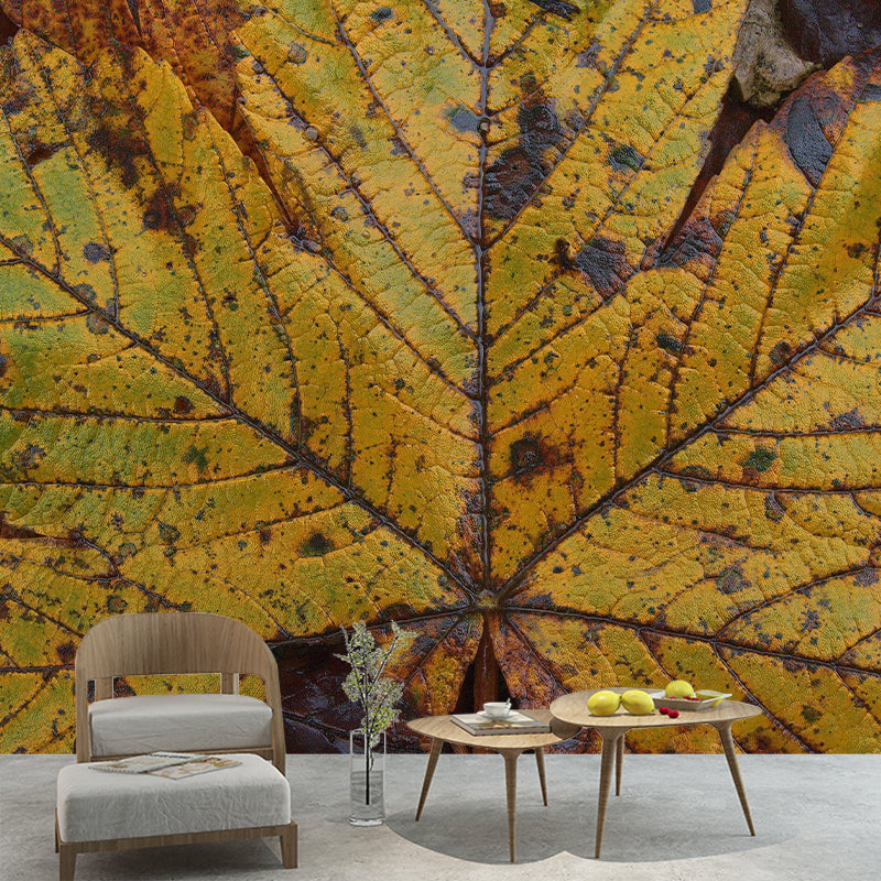 Leaf Surface Plant Wall Murals Modern Style Moisture Resistant Wall Covering