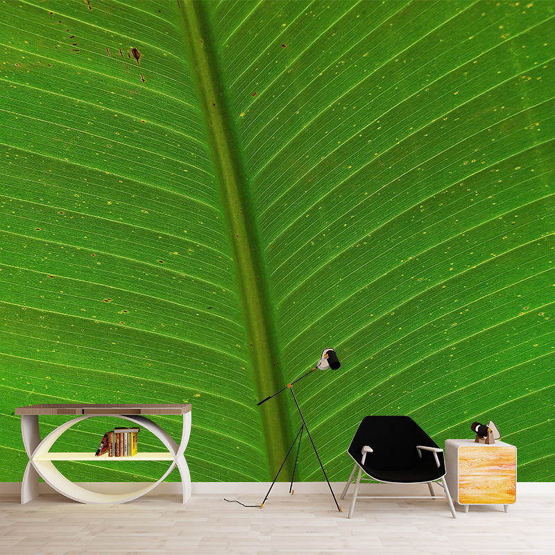 Green Plant Wall Mural with Leaf Surface Pattern for Living Room Home Decor