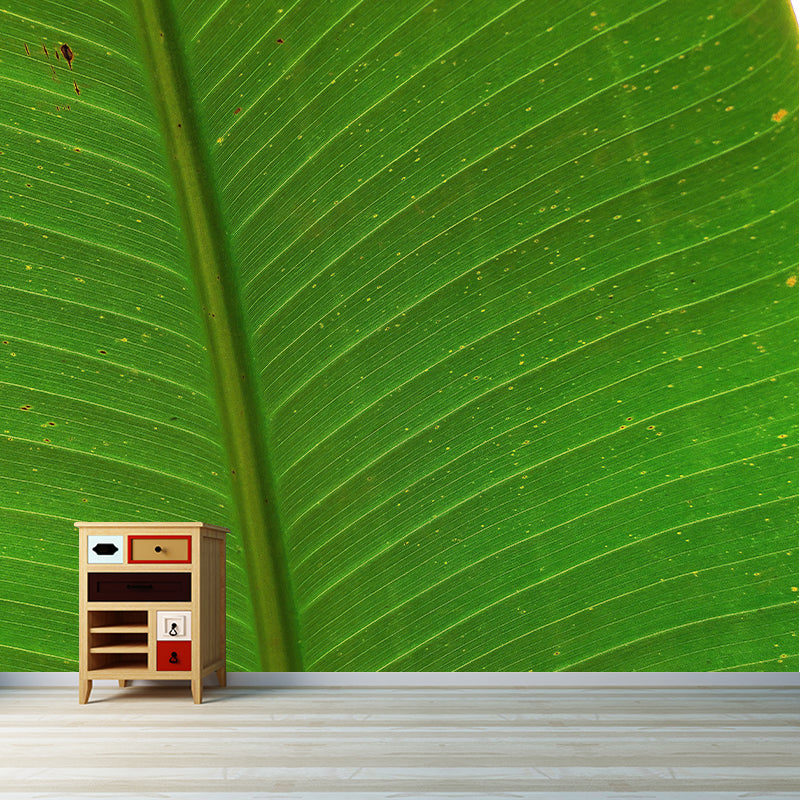 Green Plant Wall Mural with Leaf Surface Pattern for Living Room Home Decor