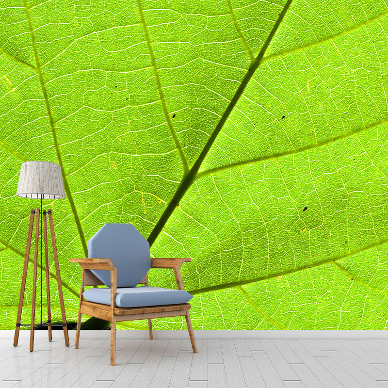 Green Plant Wall Mural with Leaf Surface Pattern for Living Room Home Decor