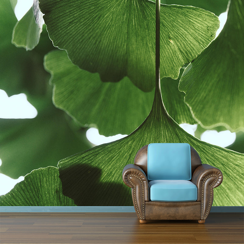 Plant Mural Wallpaper Ginkgo Leaf Pattern for Reading Room Bedroom Home Decor