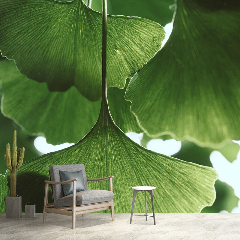 Plant Mural Wallpaper Ginkgo Leaf Pattern for Reading Room Bedroom Home Decor