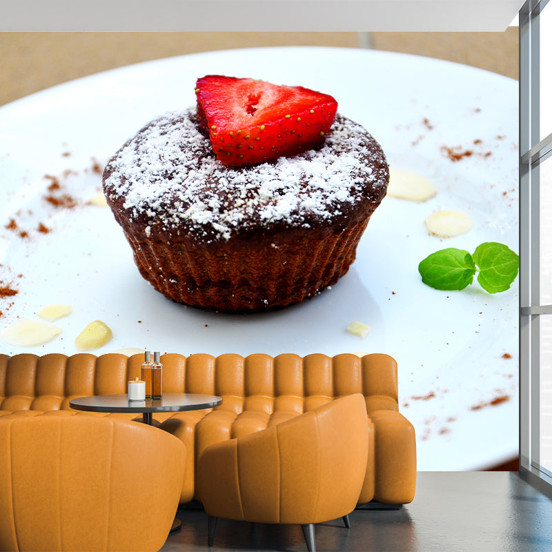 Photography Strawberry Cake Dessert Mural Wallpaper Commerce Shop Decoration