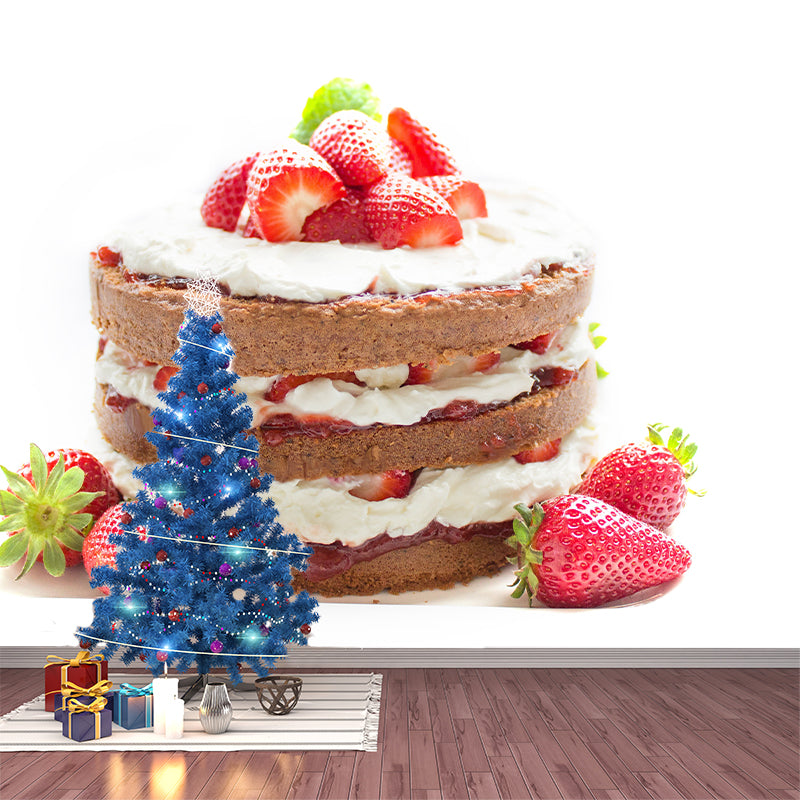 Customized Strawberry Cake Dessert Mural Wallpaper Commerce Shop Decoration