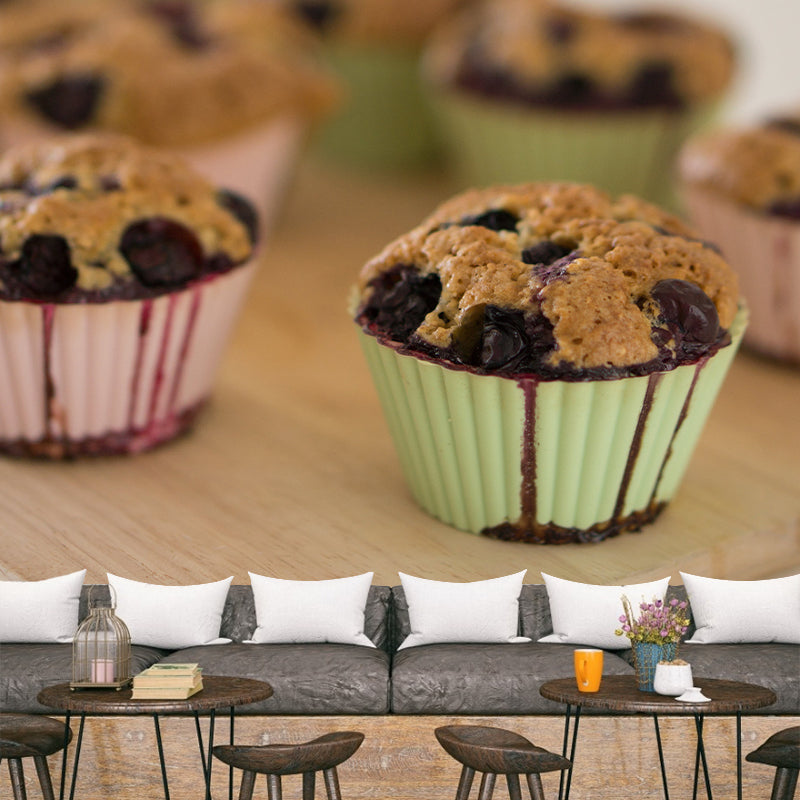 Blueberry Cake Dessert Murals Environment Friendly for Dessert Shop Stain Resistant