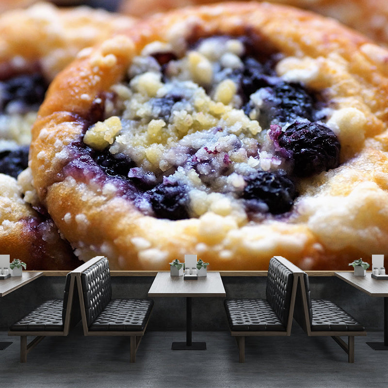 Blueberry Cake Dessert Murals Environment Friendly for Dessert Shop Stain Resistant