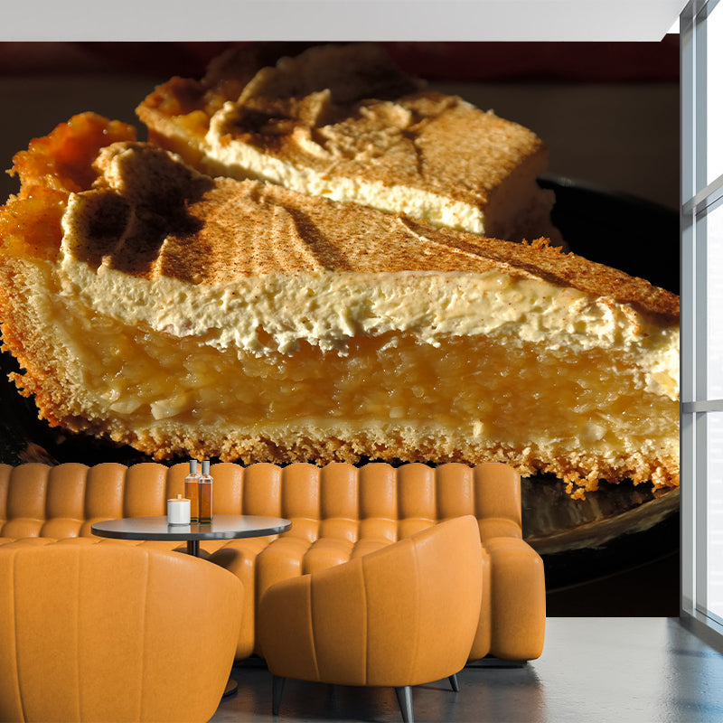 Apple Pie Dessert Wall Mural Minimalist Decoration Stain Resistant for Dessert Shop
