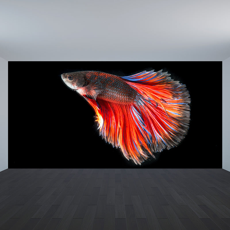 Fighting Fish Contemporary Mural Decal Sitting Room Moisture Resistant Wall Decor