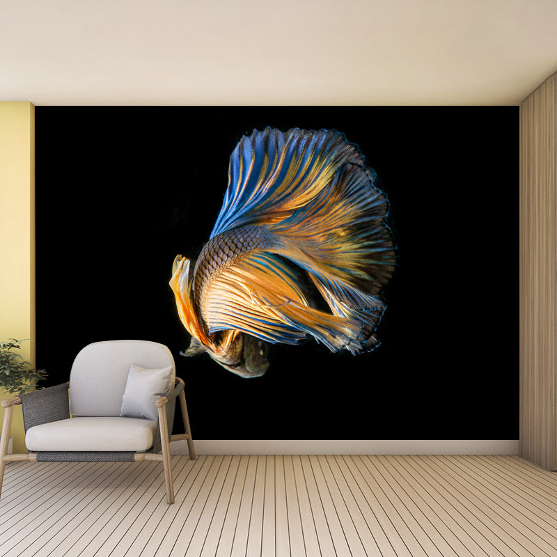 Fighting Fish Contemporary Mural Decal Sitting Room Moisture Resistant Wall Decor
