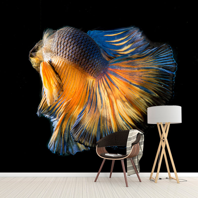 Fighting Fish Contemporary Mural Decal Sitting Room Moisture Resistant Wall Decor