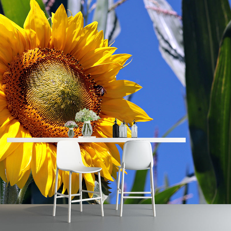 Customized Contemporary Sunflower Mural Mildew Resistant for Sitting Room Bedroom