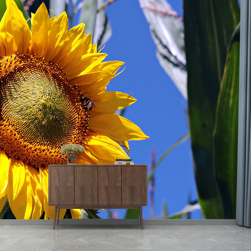 Customized Contemporary Sunflower Mural Mildew Resistant for Sitting Room Bedroom