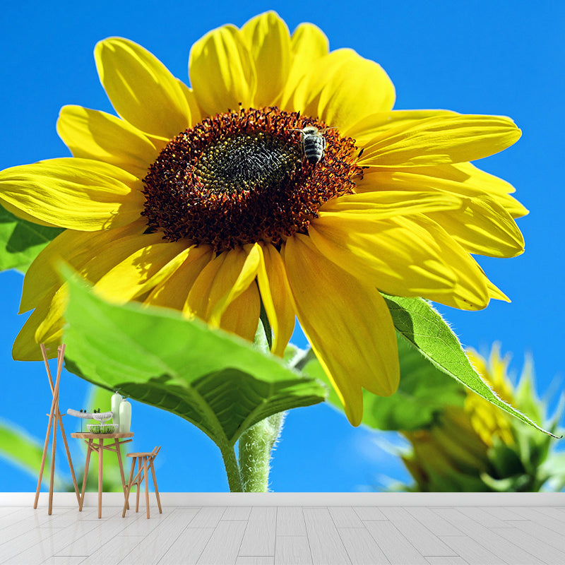 Customized Contemporary Sunflower Mural Mildew Resistant for Sitting Room Bedroom