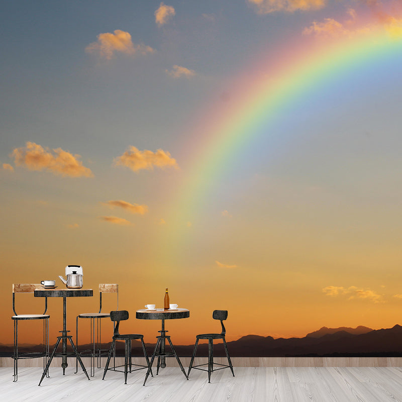Contemporary Photography Rainbow Murals Wallpaper Moisture Resistant for Bedroom