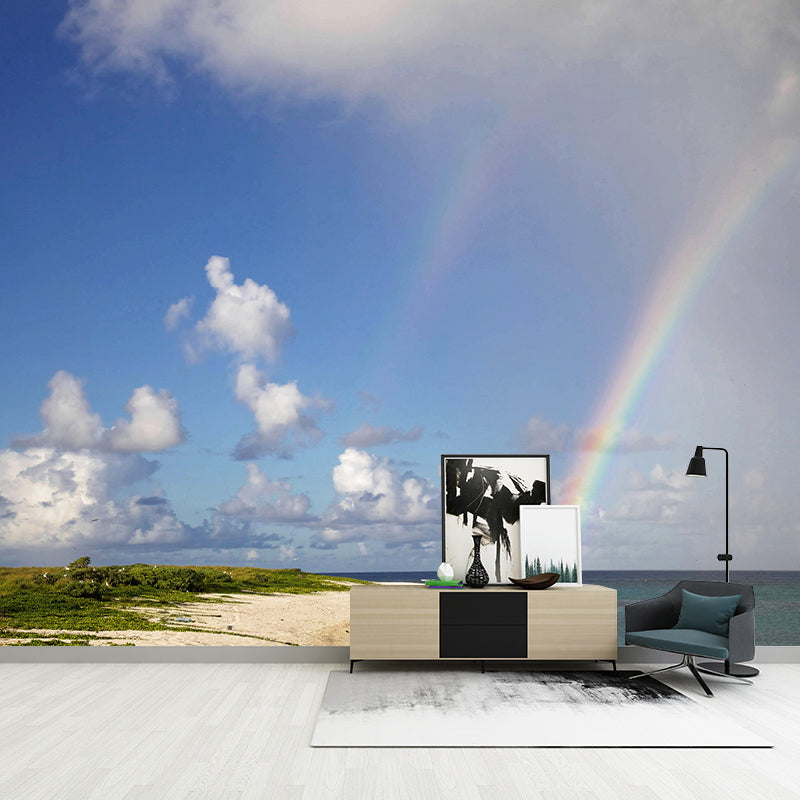 Contemporary Photography Rainbow Murals Wallpaper Moisture Resistant for Bedroom