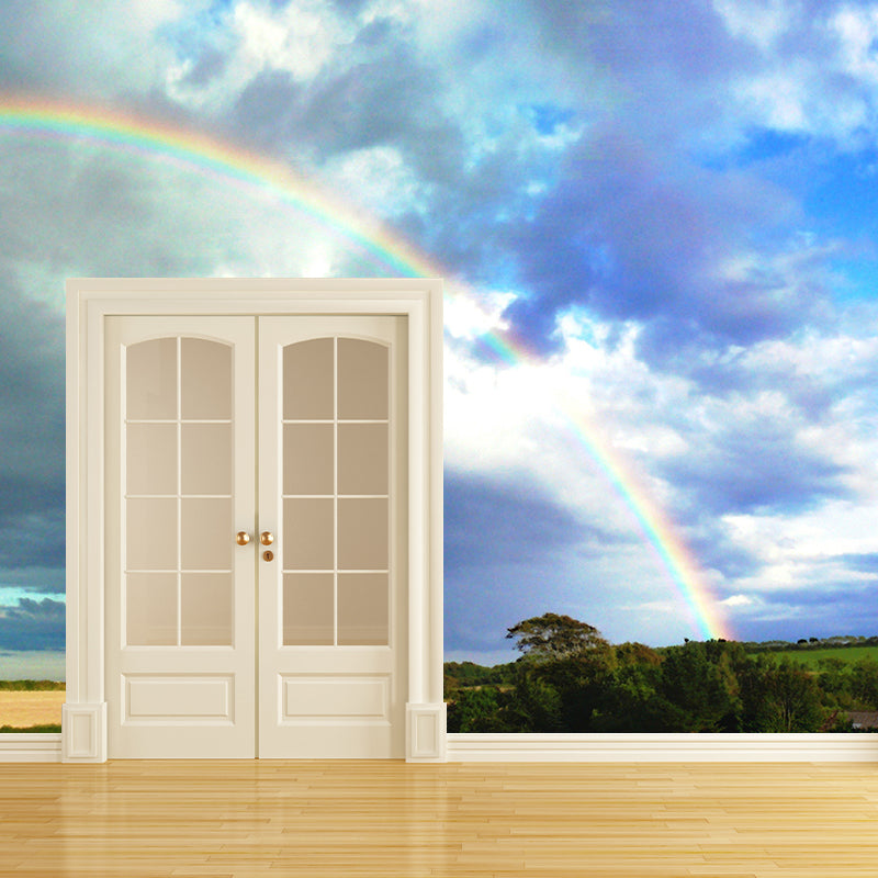 Contemporary Photography Rainbow Murals Wallpaper Moisture Resistant for Bedroom