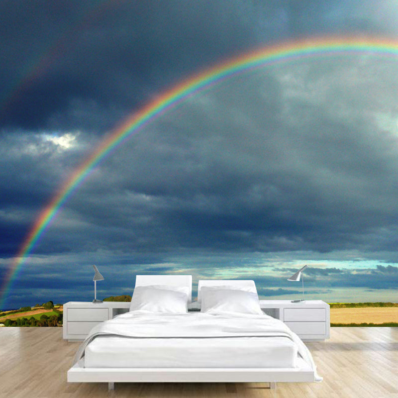 Contemporary Photography Rainbow Murals Wallpaper Moisture Resistant for Bedroom