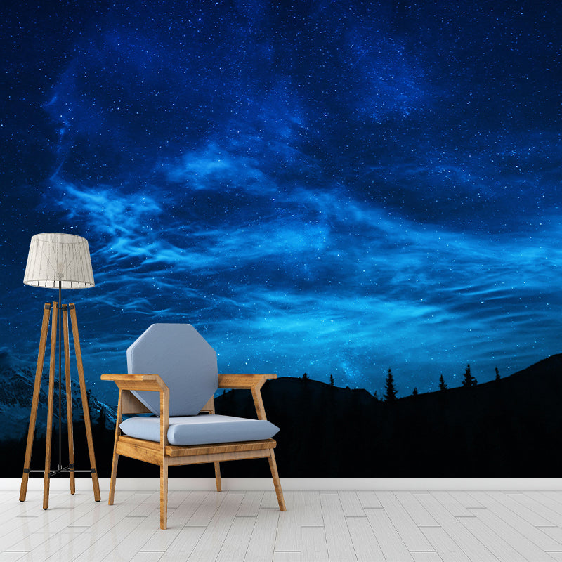 Dark Color Sky Wall Murals Moisture Resistant Contemporary Wall Art for Bedroom